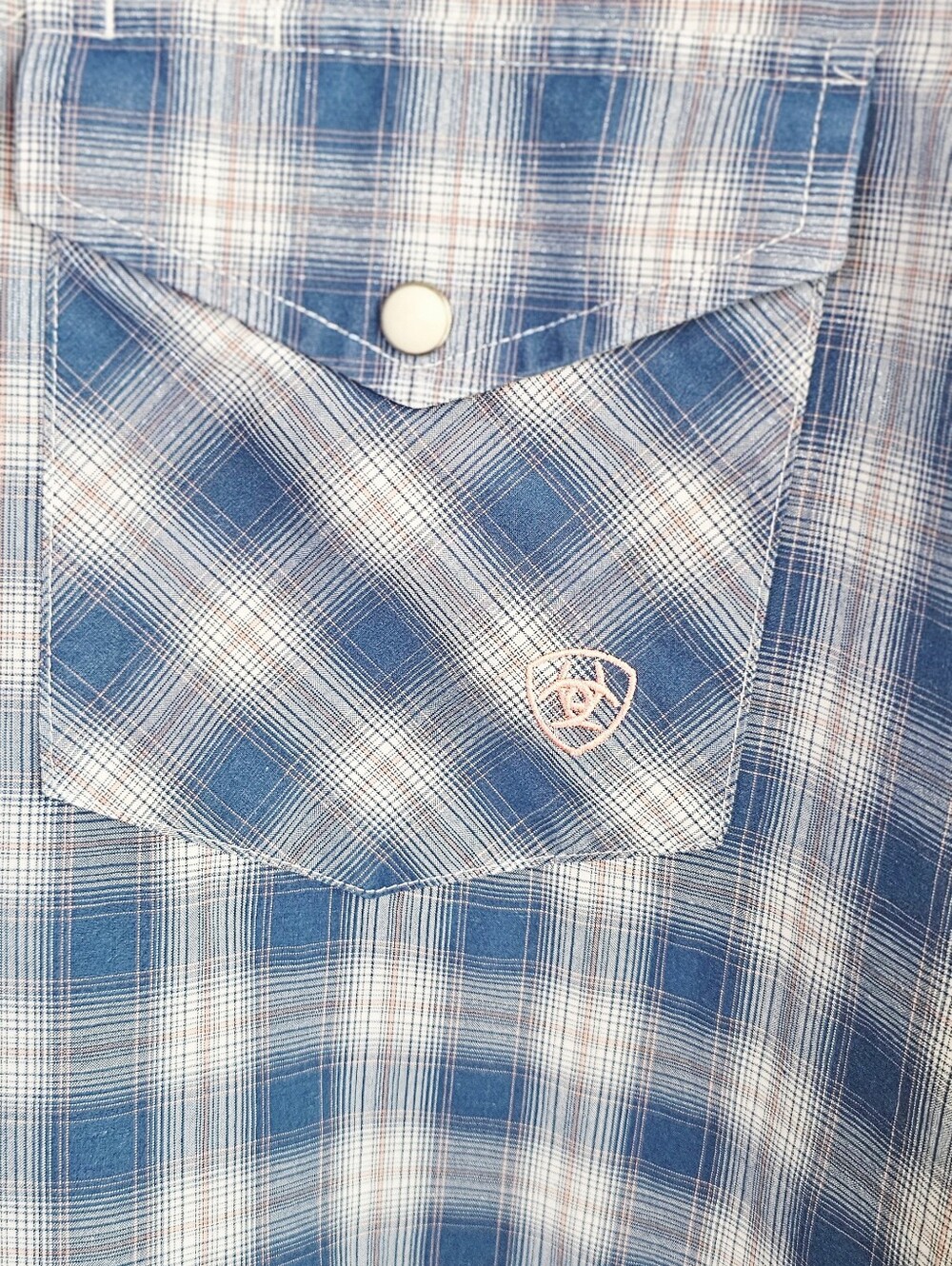 Ariat Pro Series VentTEK Western Snap Shirt Mens L Blue Plaid Mesh Vent Ranch - Picture 6 of 6